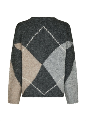 Inga check fluffy knit Antracit Neo Noir 